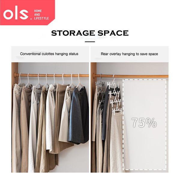 OLS Hanger Drying Trouser Skirt Clip Explosion-Proof Pleated Storage Hanger Trouser Hanging