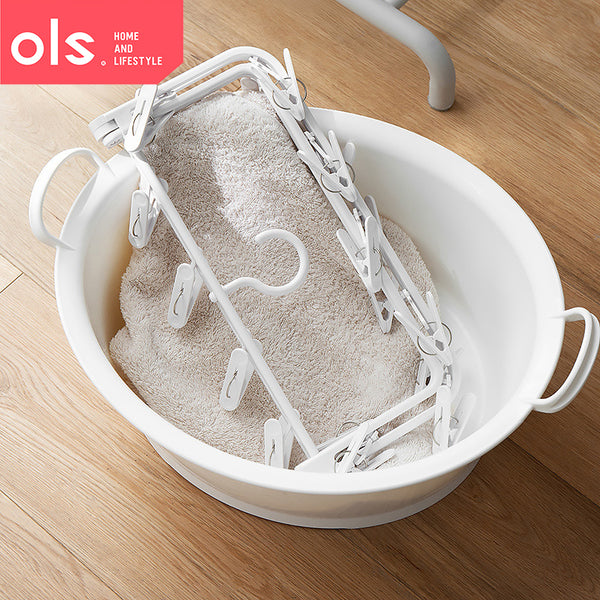 OLS Plastic Hanger Multi-Clip Windproof Thickened Drying Balcony Baby Socks Underwear Rack