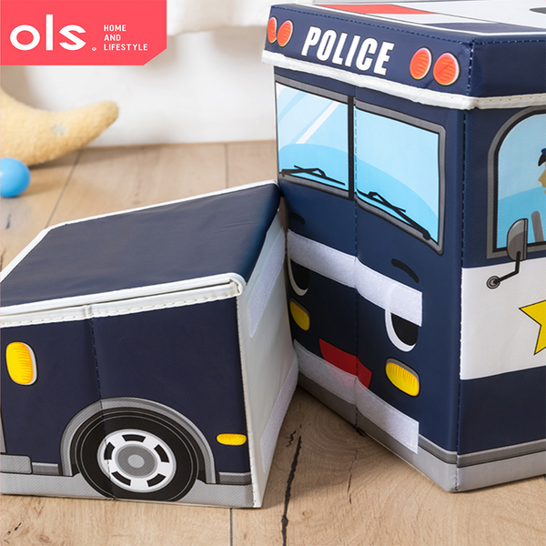 OLS Storage Box Kids Stool Ottoman Foldable Storage Box Storage Car Children Kids