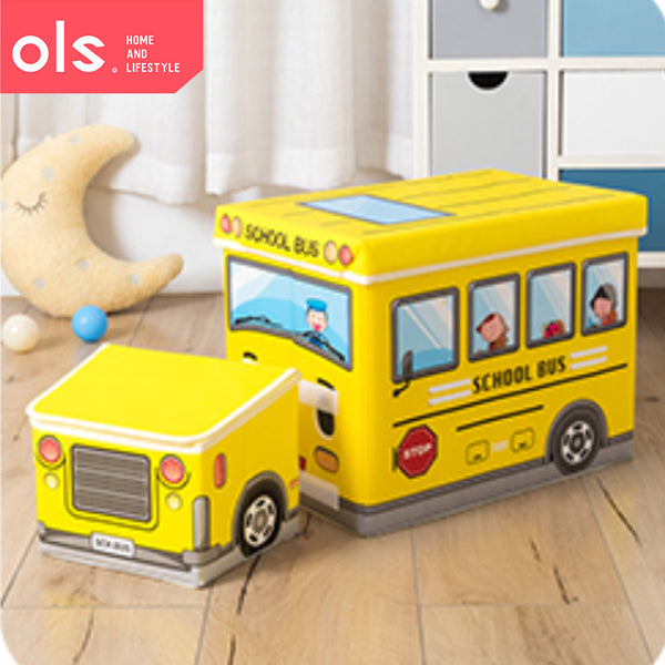 OLS Storage Box Kids Stool Ottoman Foldable Storage Box Storage Car Children Kids