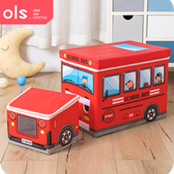 OLS Storage Box Kids Stool Ottoman Foldable Storage Box Storage Car Children Kids