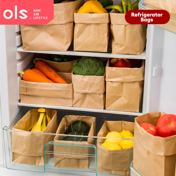 Refrigerator Kraft Paper Bag Pantry Vegetables Bread Oil-Poof Sub-Packaging Paper Storage Bag