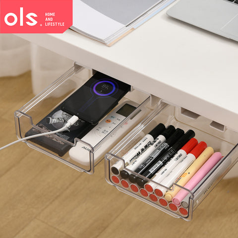 Transparent Under the Desk Office Desktop Stationery Organizer Drawer Storage Box