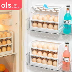 3 Layer Refrigerator Flipped Tray Eggs Storage Egg Rack Organizer