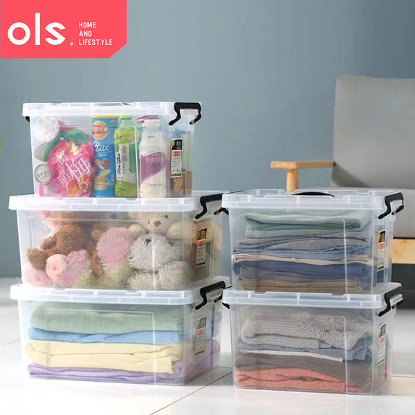 OLS Transparent Large Capacity Clothes Storage Thick Plastic Multipurpose Household Storage Box