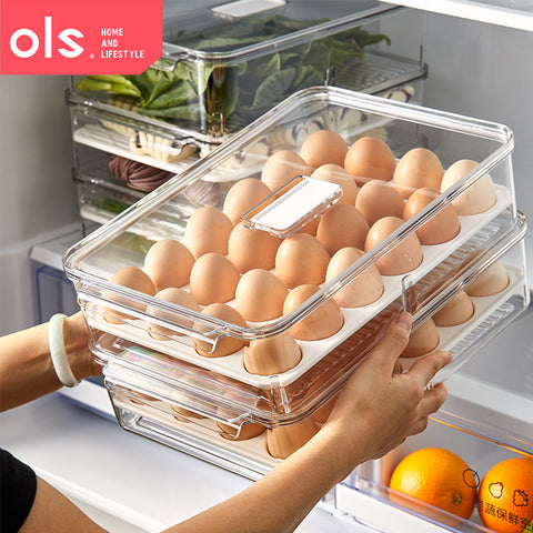 Transparent Refrigerator Storage Eggs Dumplings Meat Vegetable Box Food Drain Stackable Storage