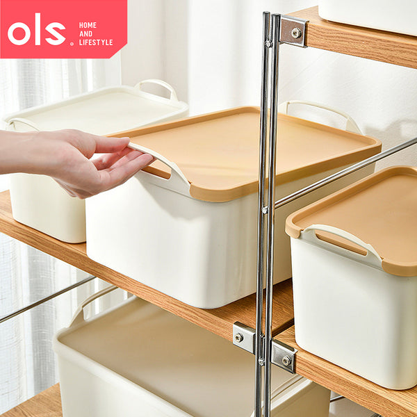 Japanese Style Multifunctional Storage Shelf Organizer Plastic Container Box With Lid Handle