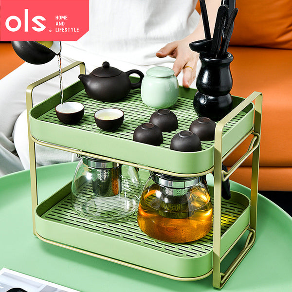 Water Cup Wine Glass Drying Teacup Seasonings Storage Rack Double-layer Drain Serving Tray