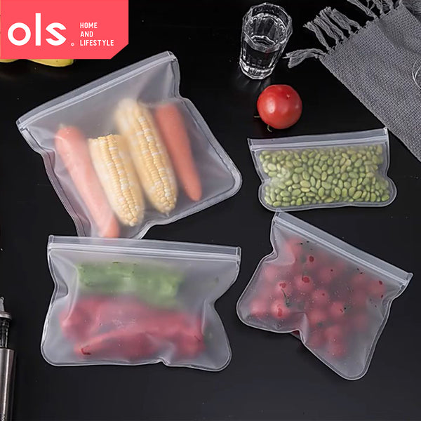 Reusable Translucent Refrigerator Thick Zipper Food Storage Bag Keep Food Fresh PEVA Bag