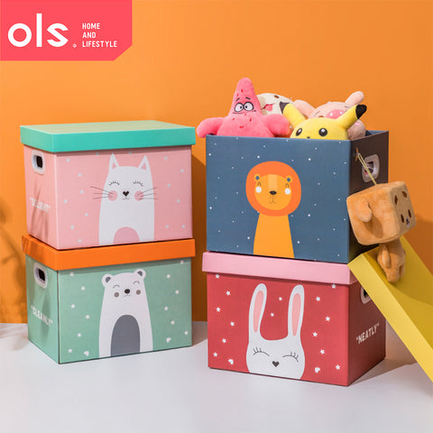 Foldable Kids Toys Stuffed Toys Organizer Box Books Cartoon Storage Box