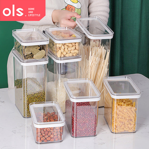 Airtight Dry Food Condiments Snacks Container Jar Canister Transparent Pet Plastic Storage