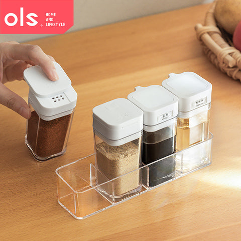 Kitchen Spice Condiments Storage Salt Pepper Oil Dispenser Bottle Seasoning Storage