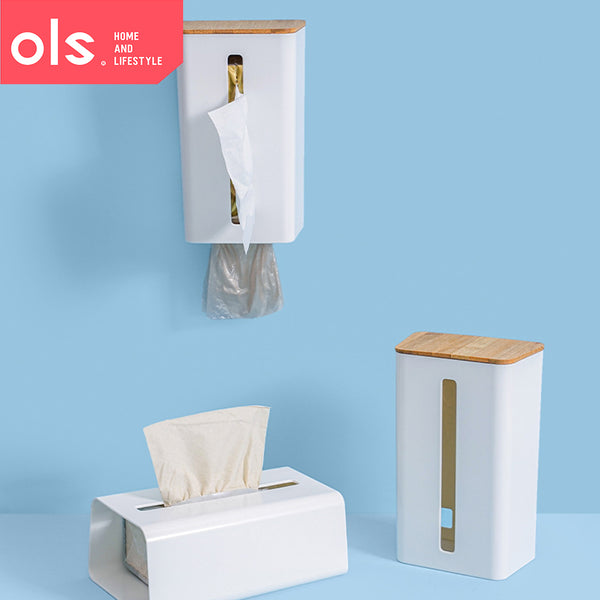 Multi-Function Tissue Box Wall Mounted Napkin Paper Boxes Tissue Holder Garbage Bag Dispenser