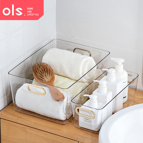 Transparent Refrigerator Organizer Acrylic Makeup Storage Cosmetics Food Pantry Cabinet Bathroom Multi-functional Basket Bin