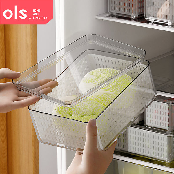 Refrigerator Organizer Drainer Bins Stackable Fridge Food Meat Vegetable Fresh Keeping Storage Box