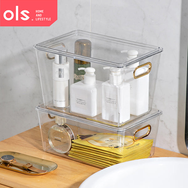 Multi-functional Acrylic Makeup Storage Cosmetic Food Pantry Bathroom Organizer  Basket w/Lid