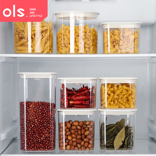 OLS Transparent Airtight Food Storage Dry Food Grains Condiments Beans Storage Sealed Tank