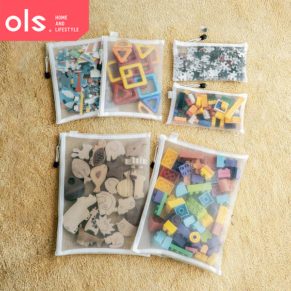 OLS Document Transparent Mesh Bag With Zipper Small Toys Bag Pencil Case