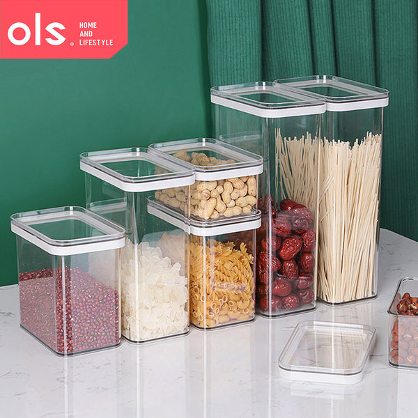 Airtight Dry Food Condiments Snacks Container Jar Canister Transparent Pet Plastic Storage