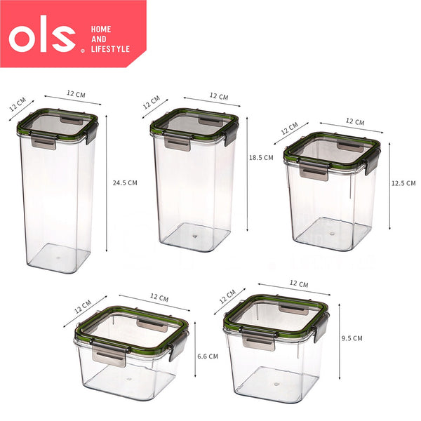 Airtight Dry Food Container Jar Canister Transparent Pet Plastic