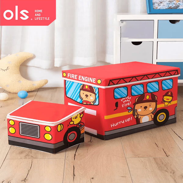 OLS Storage Box Kids Stool Ottoman Foldable Storage Box Storage Car Children Kids