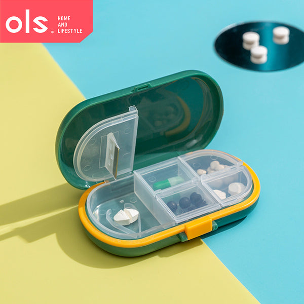 Portable Mini Medicine Box with Medicine Cutter Pill Tablet Storage Dispenser Cutter Travel Use