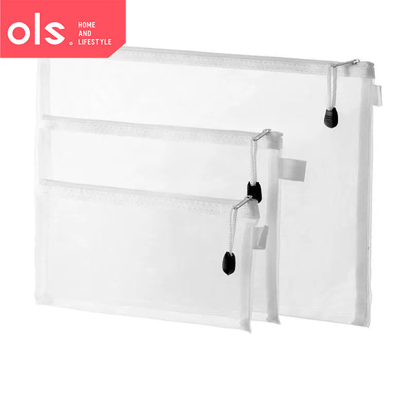 OLS Document Transparent Mesh Bag With Zipper Small Toys Bag Pencil Case