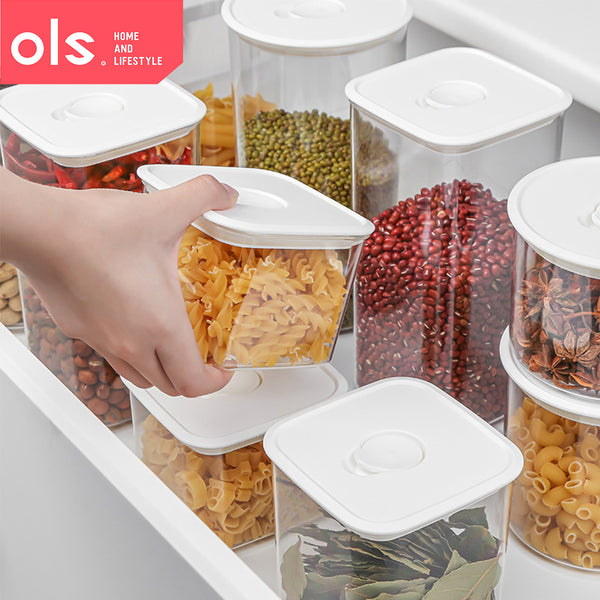 OLS Transparent Airtight Food Storage Dry Food Grains Condiments Beans Storage Sealed Tank