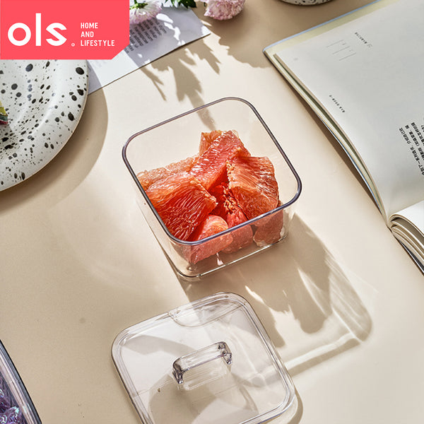 Nordic Style Transparent Serveware Fruits Snacks Appetizer Condiments Organizer 4pc Container with Lid and Tray