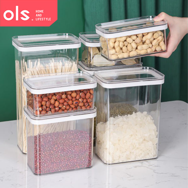 Airtight Dry Food Condiments Snacks Container Jar Canister Transparent Pet Plastic Storage