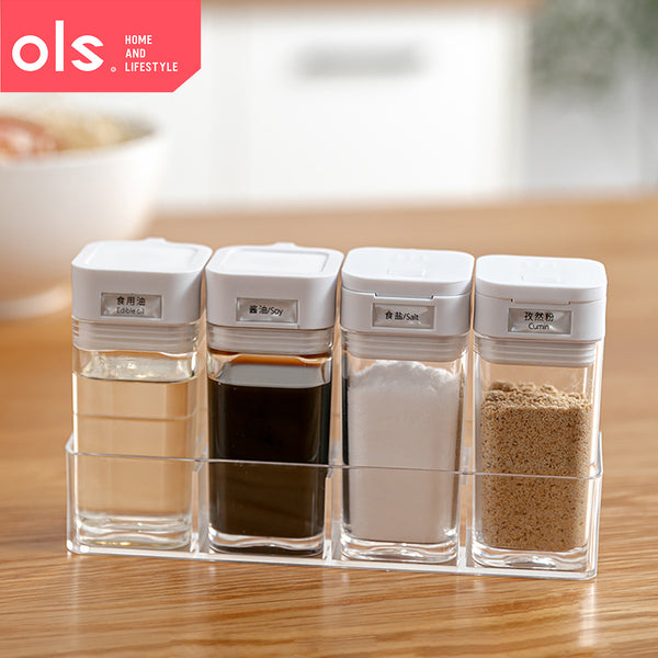 Kitchen Spice Condiments Storage Salt Pepper Oil Dispenser Bottle Seasoning Storage