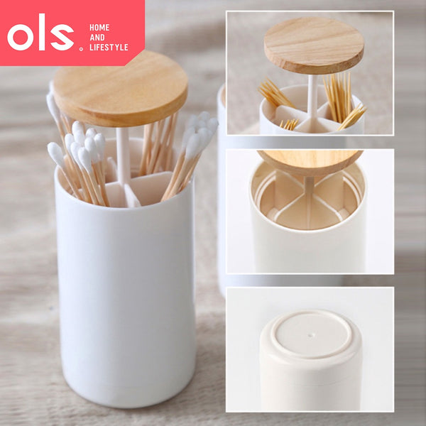 Push Open Cotton Swab Toothpick Storage Bin Q-tips Organizer Container