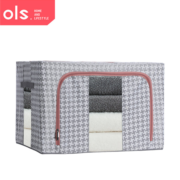 66L 100L Storage Box Bag For Quilt Clothes Pillow Blanket Big Capacity Steel Frame