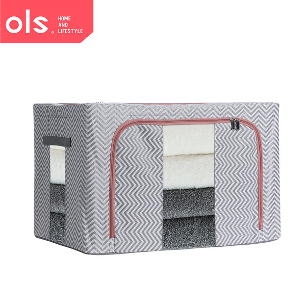 66L 100L Storage Box Bag For Quilt Clothes Pillow Blanket Big Capacity Steel Frame