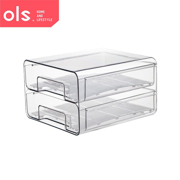 Food Storage Stackable Drawer Style Refrigerator Organizer Removable Drain Tray Fruit Vegetable