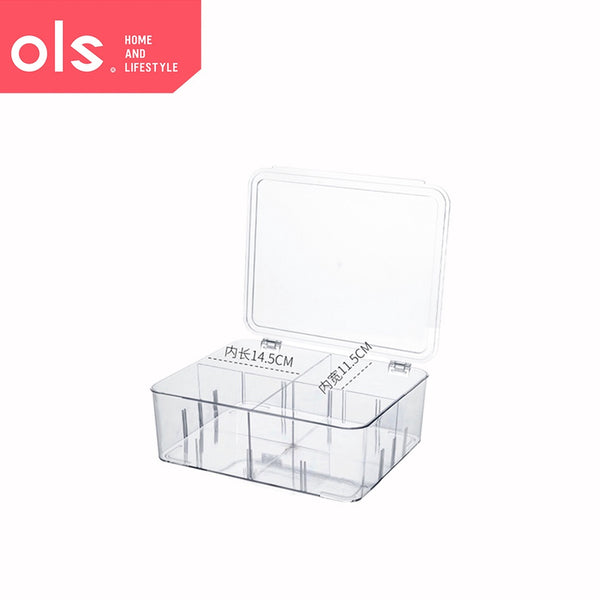 Refrigerator Food Organizer PET Airtight Container with Divider Lid Vegetable Fruit Storage Box