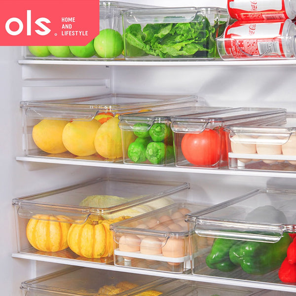 Refrigerator Organizer Kitchen Pantry Fridge Container Transparent Food Storage Organizers