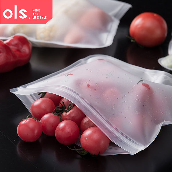 Reusable Translucent Refrigerator Thick Zipper Food Storage Bag Keep Food Fresh PEVA Bag