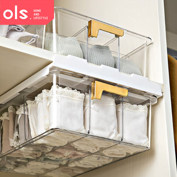 Underwear Wardrobe Clothes Storage with Divider Transparent Socks Necktie Organizer no Lid