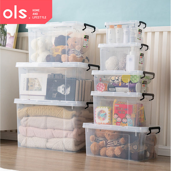 OLS Transparent Large Capacity Clothes Storage Thick Plastic Multipurpose Household Storage Box