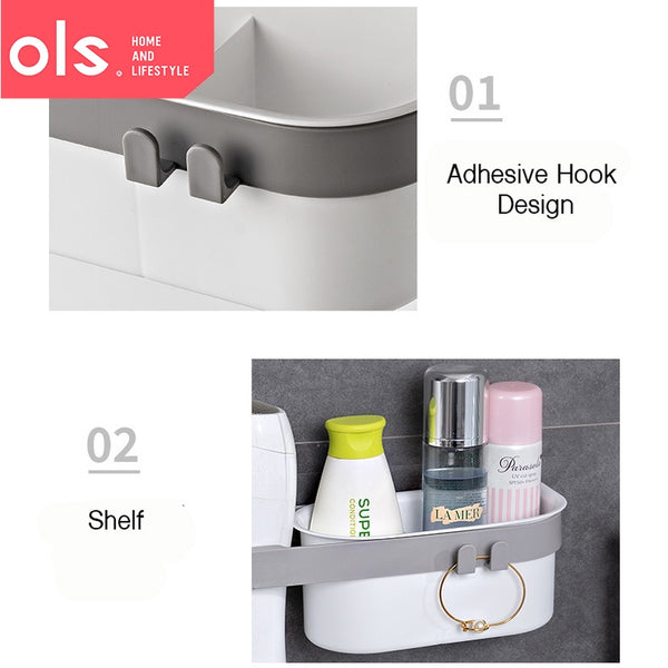 Wall Suction Type Hair Blower Multi-functional Storage Box with Hook  Hair Dryer Organizer Rack