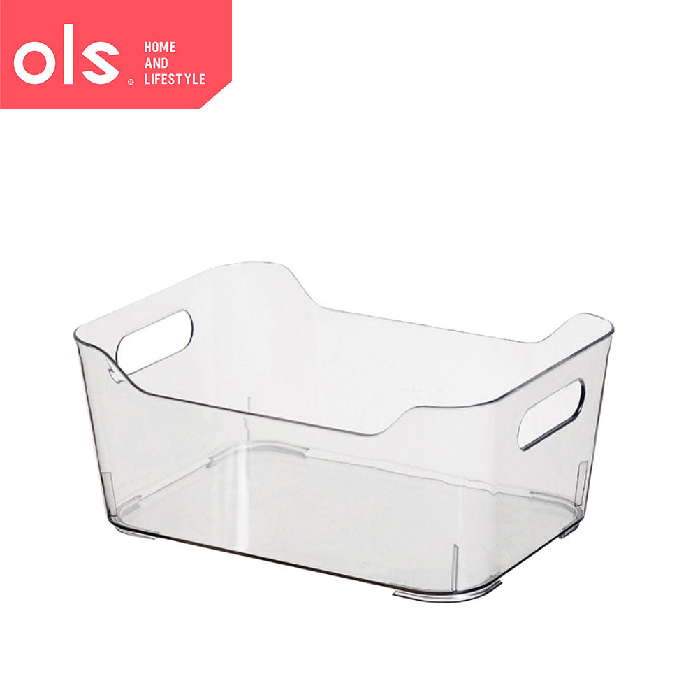 Transparent Pantry Makeup Organizer U-Shape Drawer Food Condiments Bins Container Storage Box Desk Cutout Handle NO LID/COVER