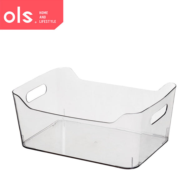 Transparent Pantry Makeup Organizer U-Shape Drawer Food Condiments Bins Container Storage Box Desk Cutout Handle NO LID/COVER