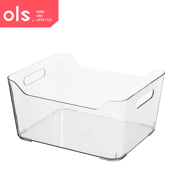 Transparent Pantry Makeup Organizer U-Shape Drawer Food Condiments Bins Container Storage Box Desk Cutout Handle NO LID/COVER