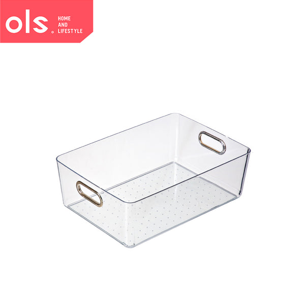 Transparent Refrigerator Organizer Acrylic Makeup Storage Cosmetics Food Pantry Cabinet Bathroom Multi-functional Basket Bin