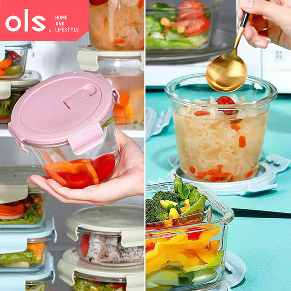 Borosilicate Glass Food Keeper Airtight Soup Bowl Leakproof Crisper Microwaveable Oven Safe Lunch Box Bento