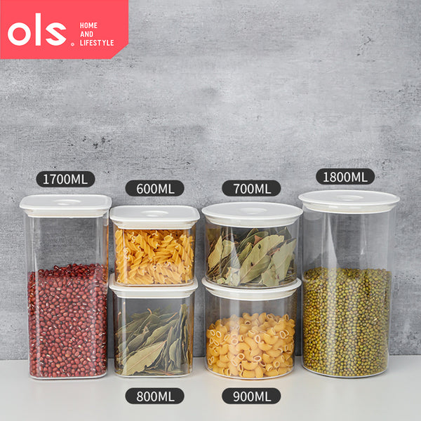 OLS Transparent Airtight Food Storage Dry Food Grains Condiments Beans Storage Sealed Tank