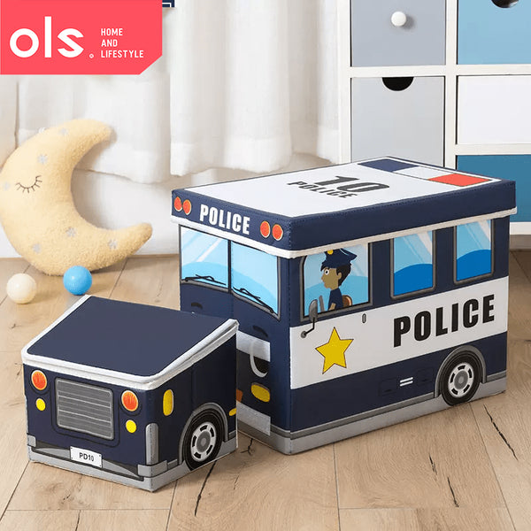 OLS Storage Box Kids Stool Ottoman Foldable Storage Box Storage Car Children Kids