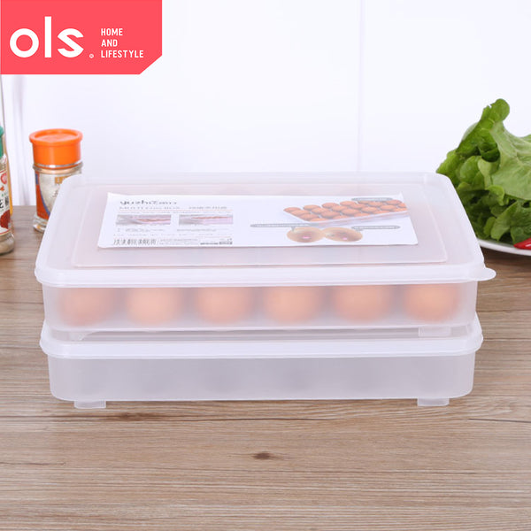 OLS 1pc Stackable 24 Grids Egg Storage Refrigerator Egg Tray Storage Container