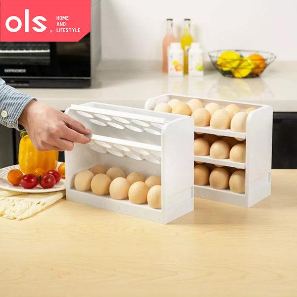 3 Layer Refrigerator Flipped Tray Eggs Storage Egg Rack Organizer